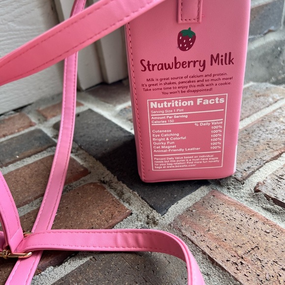 Pink Strawberry Milk Carton Crossbody Bag - Picture 5 of 6